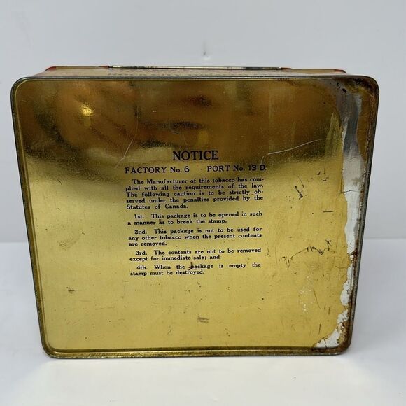 ANTIQUE~WORLD'S NAVY~PLUG SMOKING TOBACCO~3 LB. ADVERTISING LITHO TIN~QUEBEC - Picture 6 of 7